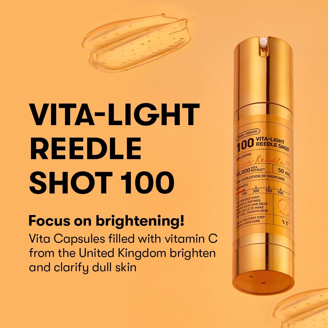 VT Cosmetics Vita-Light Reedle Shot 100, Serum with Vitamin C Capsules, Vitamin E, Hydrating Care, Korean Skincare for Sensitive Skin 1.69Fl Oz(50ml) - View 8 of 8