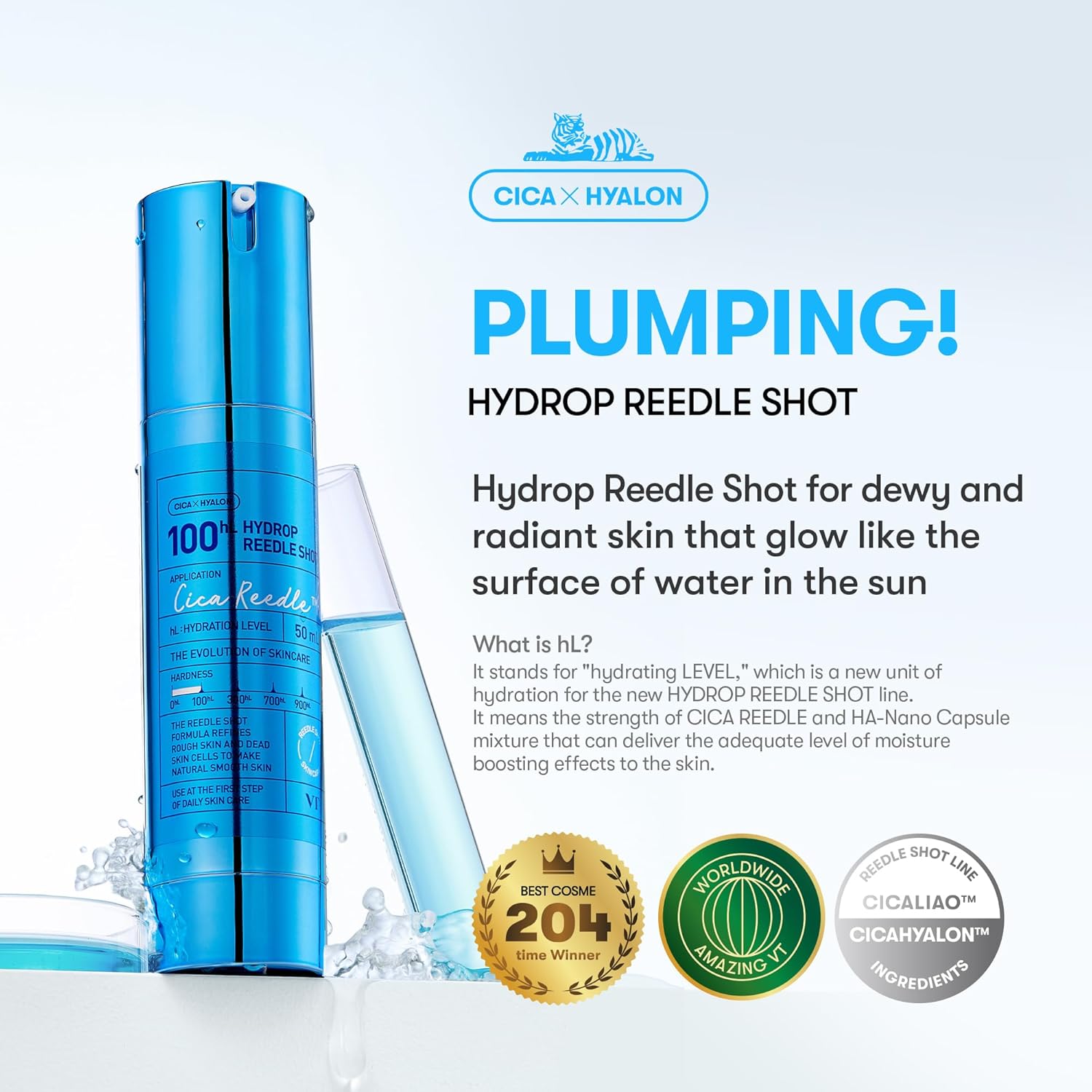VT COSMETICS Hydrop Reedle Shot 100hL, Hyaluronic Acid Microneedling Serum, Intensive Hydrating & Moisturizing Exosome, Soft & Glass Skin, Korean Skin Booster1.69 Fl Oz.(50ml) - View 5 of 5