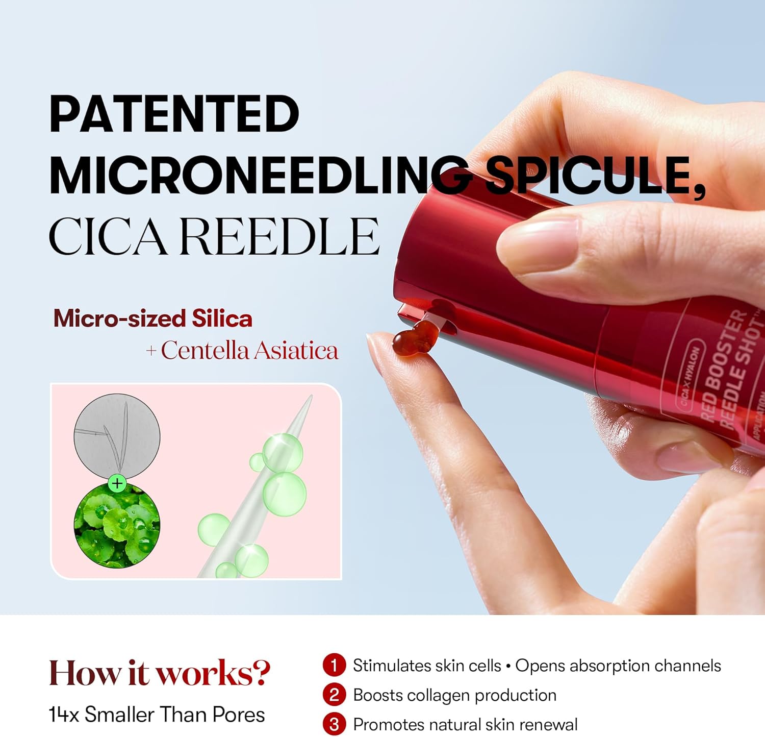 VT COSMETICS Red Booster Reedle Shot 100, Microneedling Serum with Dragon’s Blood, Exosome, Soothing Relief Serum for Irritated, and Sun-Stressed Skin, Scalp Care, Korean Skincare 1.69 fl oz (50ml) - View 6 of 7