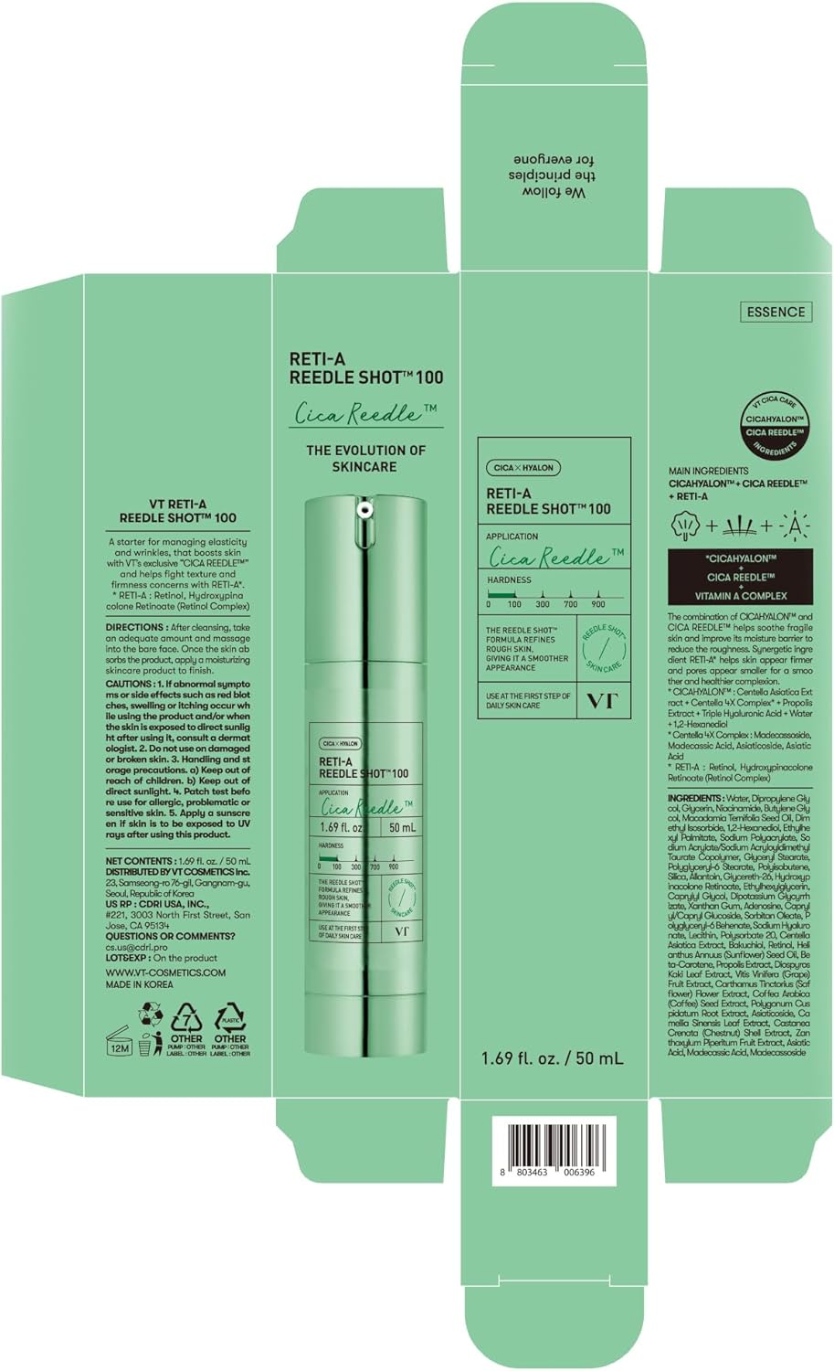 VT COSMETICS Reti-A Reedle Shot 100, Retinol(Vitamin A) Microneedling Serum, Repairing Exosome, Ideal for Retinol Beginner, Glass Skin, Korean Skin Booster 1.69Fl Oz(50ml) - View 3 of 7