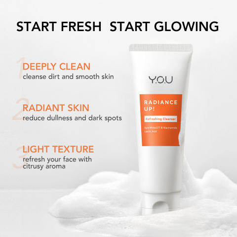 Y.O.U Radiance Up! Refreshing Cleanser 100g | 8x SymWhite 377 & Niacinamide Facial Wash | Deep Cleansing Brightening Formula | Helps Remove Impurities, Refresh Skin and Reveal Smooth Radiant Looking Complexion - View 2 of 3