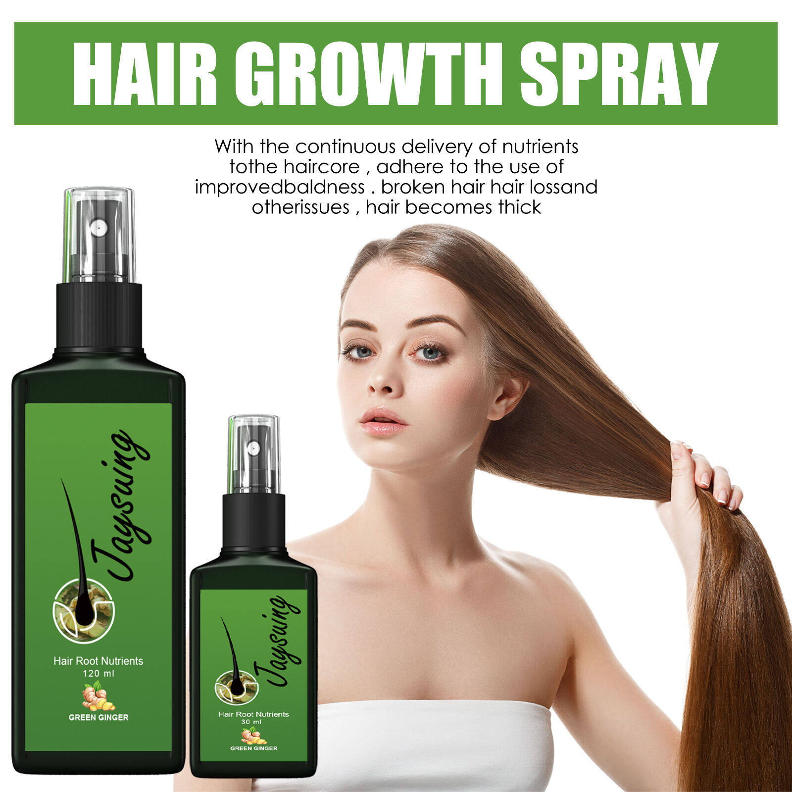 Jaysuing Ginger Hair Growth Spray Serum 1pcs | Natural Anti Hair Loss Treatment | Hair Growth Scalp Serum for Men & Women | Helps Strengthen Roots, Reduce Hair Fall and Support Thicker Hair - View 3 of 3