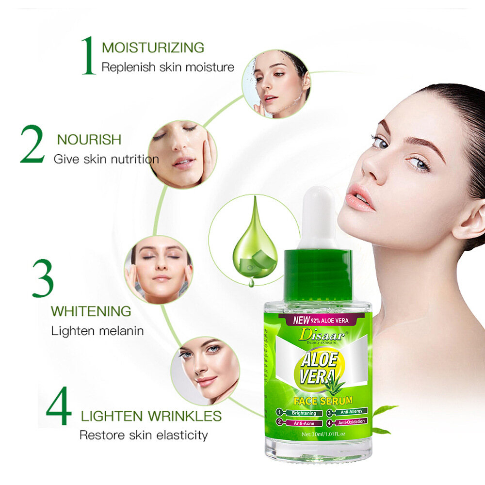 DISAAR 92% Aloe Vera Soothing & Moisturizing Face Serum 30ml | Hydrating Aloe Vera Facial Serum | Skin Calming Essence | Helps Soothe, Moisturize and Refresh Dry Sensitive and Tired Looking Skin - View 4 of 4