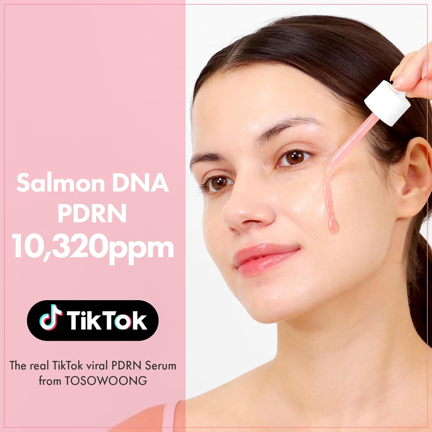 TOSOWOONG Pink Peptide 12 PDRN Serum With Salmon DNA PDRN 10,320ppm, 12 Peptides, Niacinamide, Skin Glow, Hydrating, Moisturizing, Elasticity Support, Even Skin Tone, Korean Skincare, 33ml, 1.11 fl.oz - View 4 of 5
