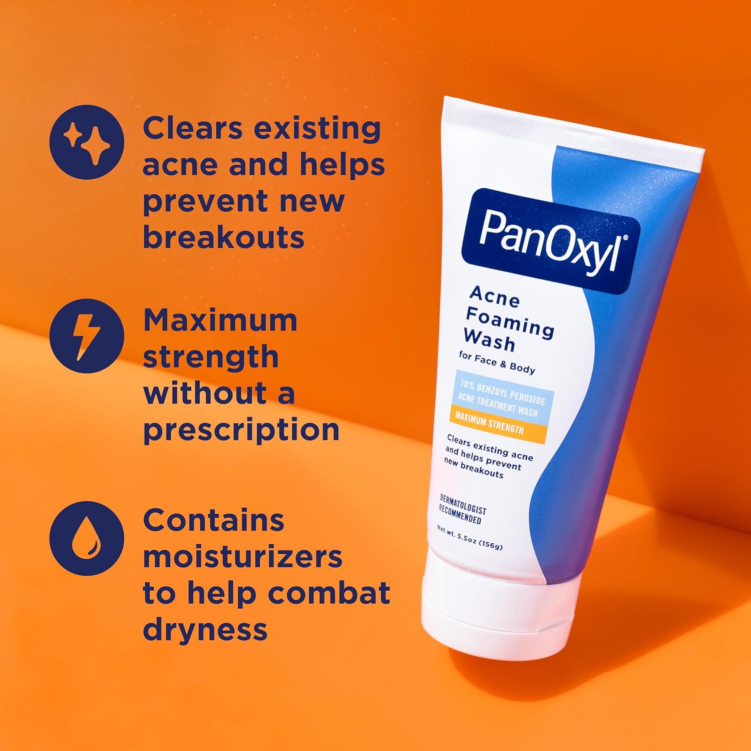 PanOxyl Acne Foaming Wash Benzoyl Peroxide 10% Maximum Strength Antimicrobial, 5.5 Oz, Package may vary - View 7 of 7
