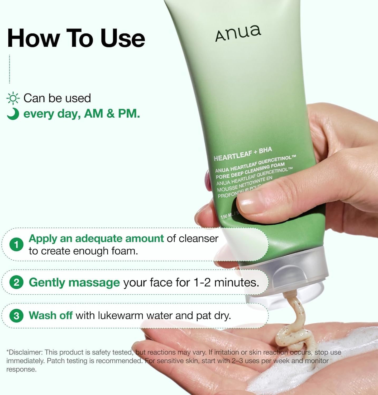Anua HEARTLEAF SUCCINIC MOISTURE CLEANSING FOAM 150ML - View 3 of 8