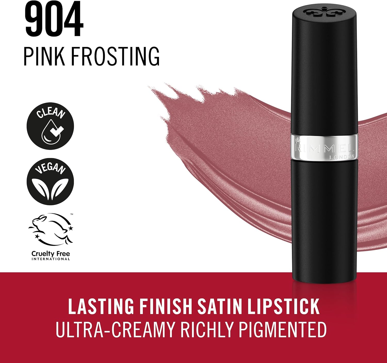 Rimmel London Lasting Finish Lipstick, 904 Rossetto, 4G - View 4 of 8