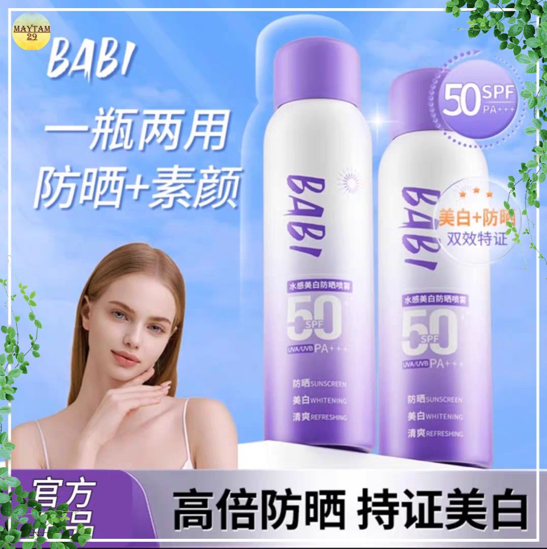 BABI Whitening Sunscreen Spray SPF50+ PA+++ 100ml | Waterproof & Sweatproof Sun Protection | Lightweight UV Shield | Fast-Drying Mist | Daily Sunscreen for Face & Body - View 2 of 3
