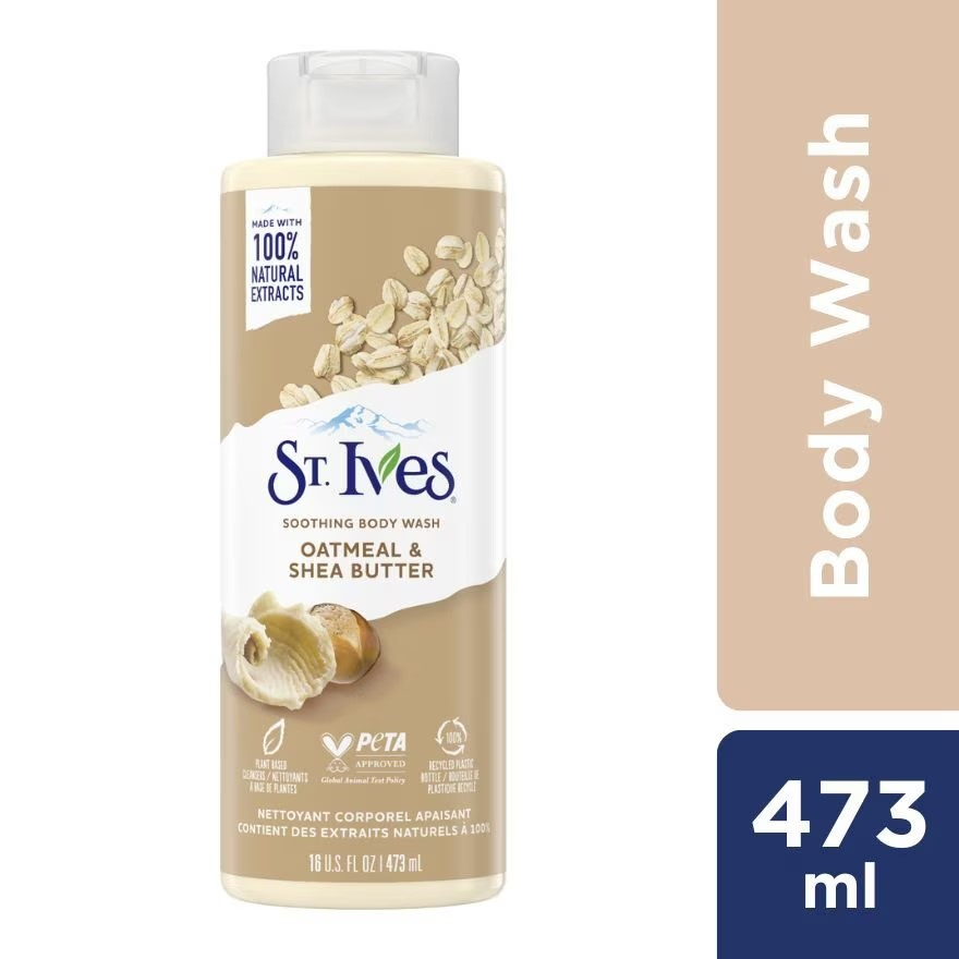 ST. IVES Soothing Oatmeal & Shea Butter Body Wash Moisturizing Shower Gel with Natural Extracts Gently Cleanses Hydrates Nourishes Dry Skin Leaves Skin Soft Smooth Fresh and Comforted - View 3 of 3