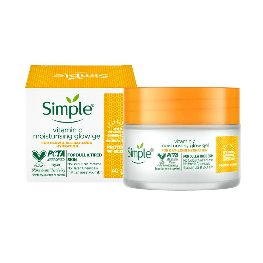 SIMPLE Vitamin C Moisturising Glow Gel 40g Lightweight Hydrating Face Gel with Vitamin C Helps Brighten Skin Boost Radiance Moisturizes Deeply Non-Greasy Formula for Fresh Healthy Glow - View 4 of 4