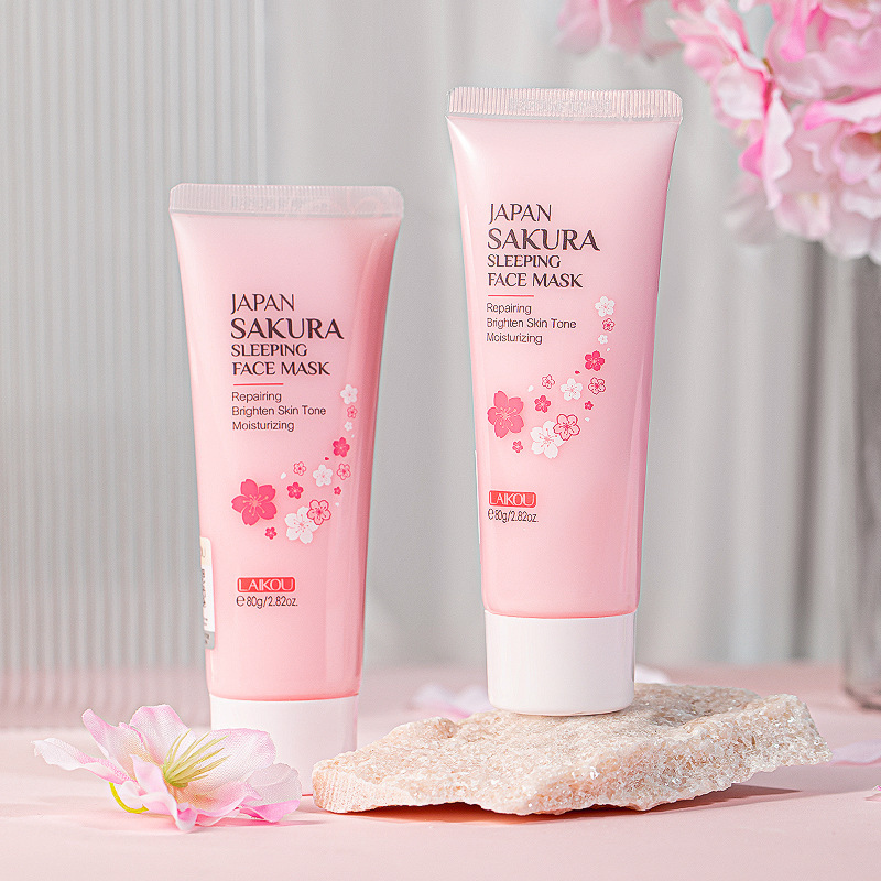 LAIKOU Japan Sakura Facial Sleeping Mask Repairing Brighten Skin Tone Moisturizing Oil Control Night Cream 80g(FROM MALAYSIA) - View 2 of 3