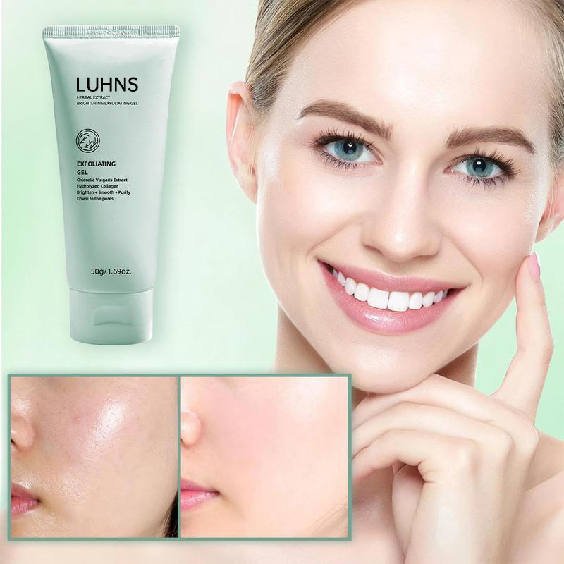 LUHNS Herbal Extract Exfoliating Gel 50g | Gentle Non-Irritating Deep Pore Purifying Facial & Body Scrub with Chlorella and Collagen for Brightening, Smoothening, Hydrating, and Nourishing Skin Care - View 2 of 3