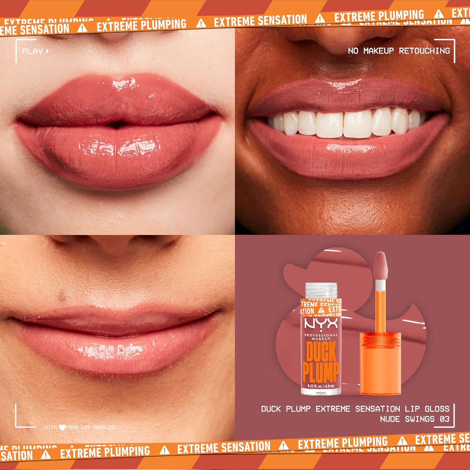 NYX PROFESSIONAL MAKEUP DUCK PLUMP LIP PLUMPING LACQUER, HIGH PIGMENT, HIGH SHINE, HIGH SPARKLE LIP GLOSS - NUDE SWINGS - View 5 of 6