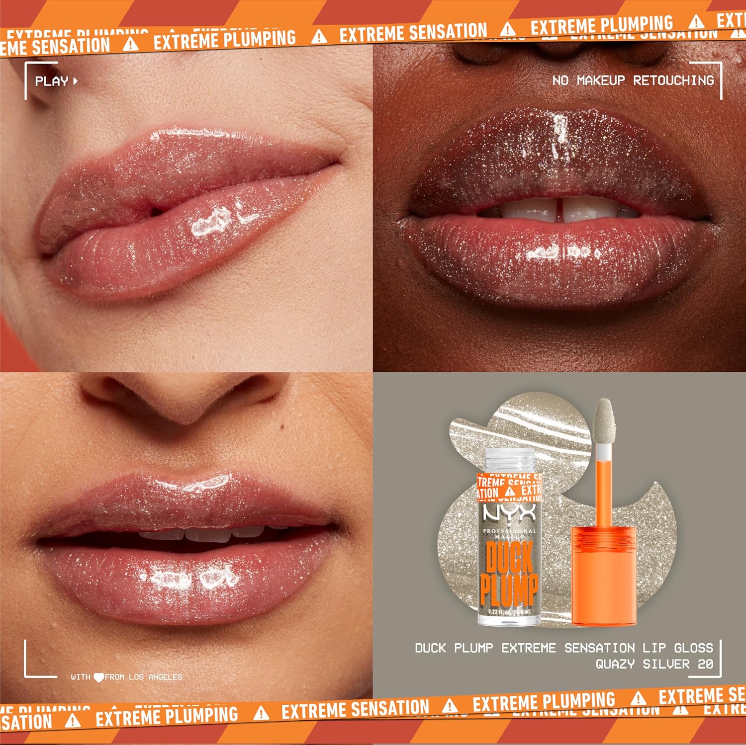 NYX PROFESSIONAL MAKEUP Duck Plump High Pigment Lip Gloss, Lip Plumper Gloss with Spicy Ginger - Quazy Silver - View 8 of 8