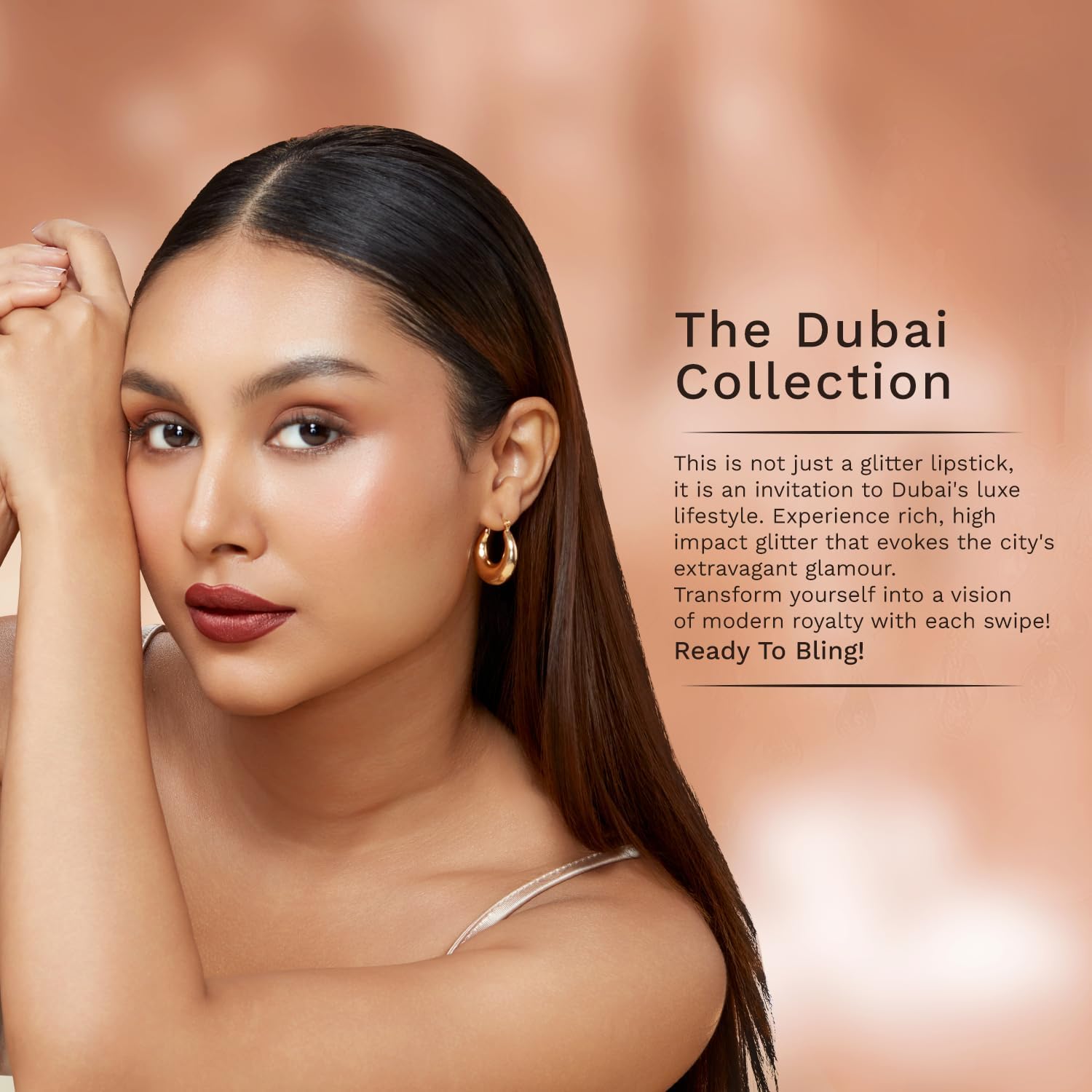 Pilgrim Glitter Lipstick For Women 4.2gm | Dubai Luxe Lifestyle - Arabian Nites Shade | Lipstick Infused with Vitamin E & Olive Oil | Glitter Formula With Matte Finish | Non Drying | All Skin Types - View 2 of 8