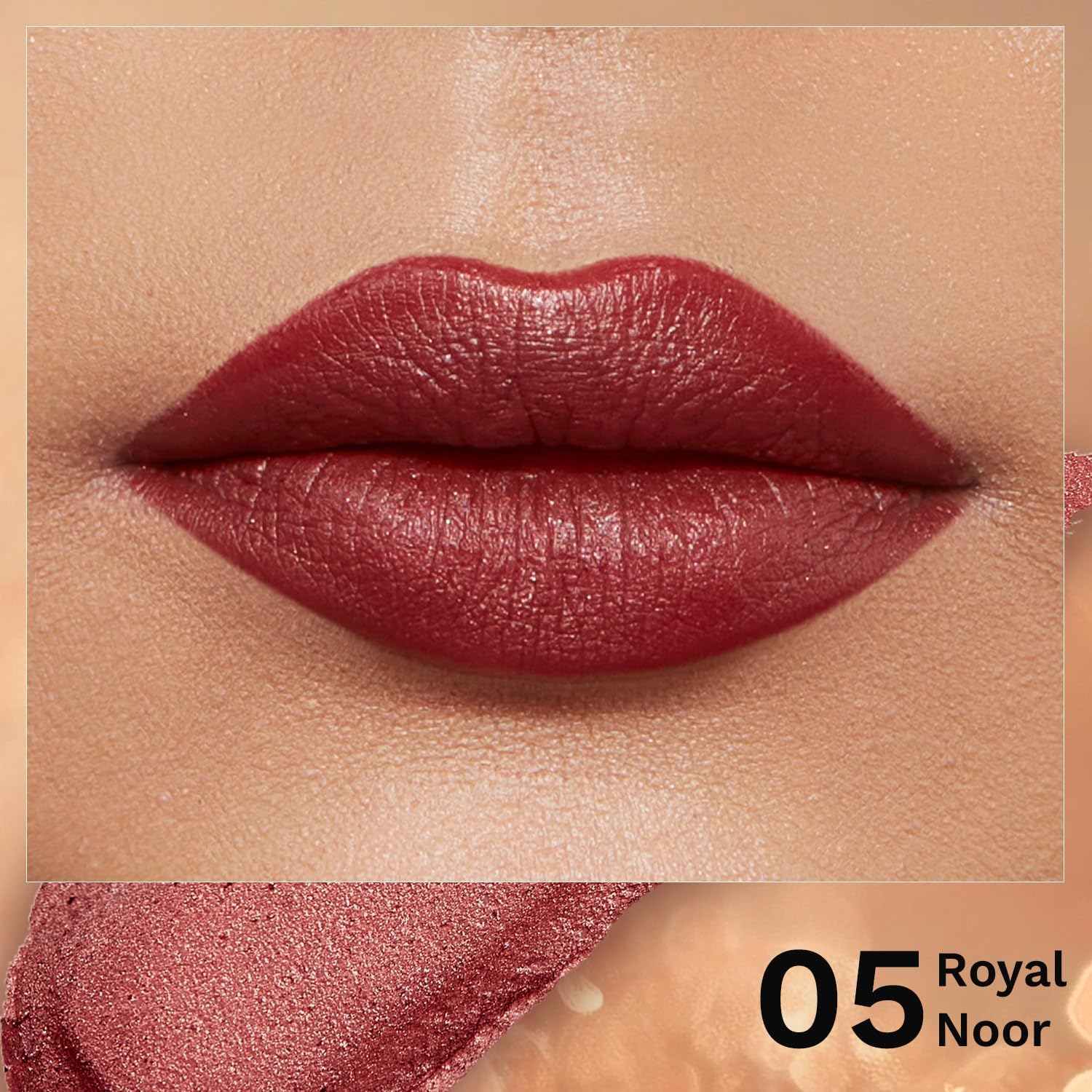 Pilgrim Glitter Lipstick For Women 4.2gm | Dubai Luxe Lifestyle - Royal Noor Shade | Lipstick Infused with Vitamin E & Olive Oil | Glitter Formula With Matte Finish | Non Drying | All Skin Types - View 8 of 8