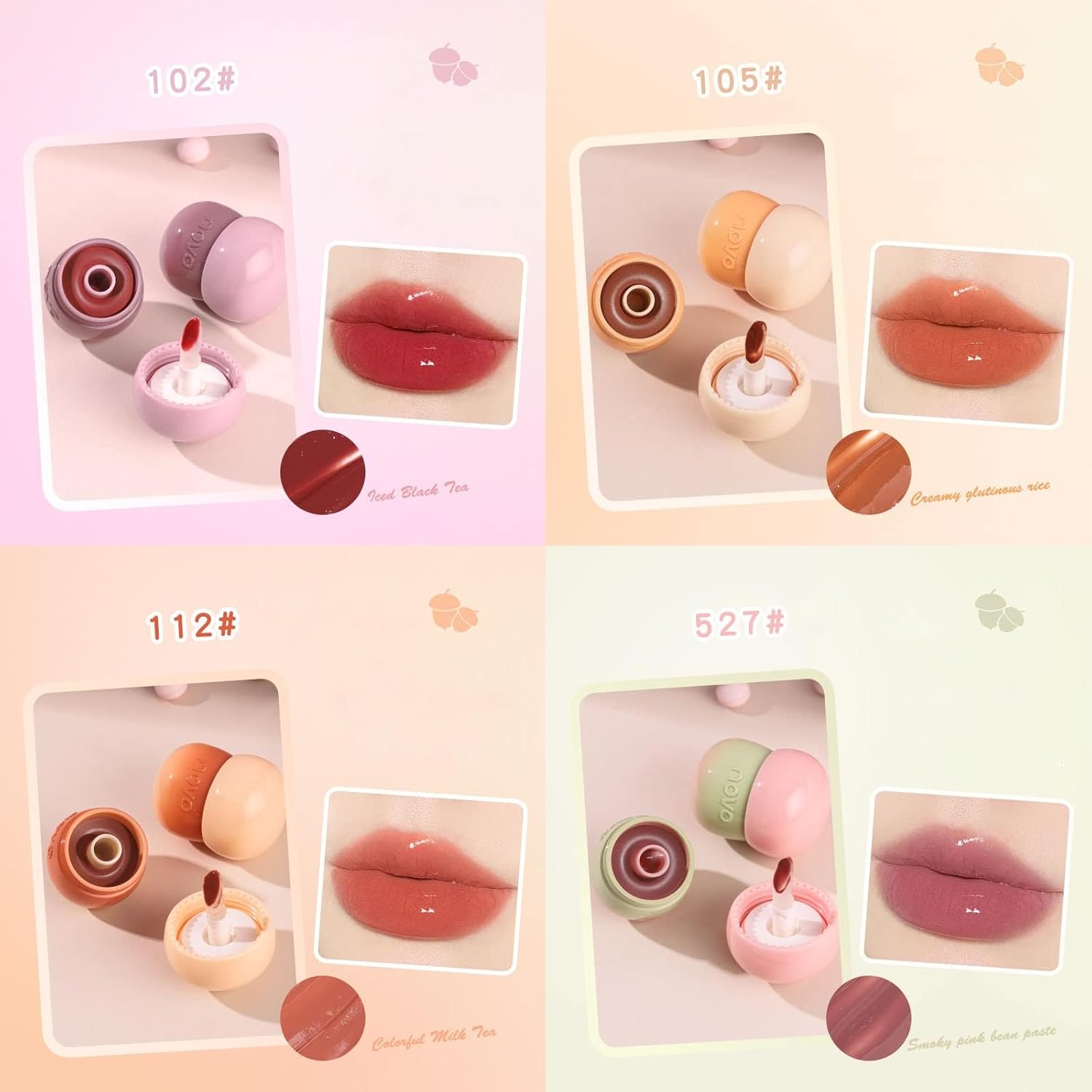4PCS Lip Gloss Set, Plumping Lip Glow Oil, Hydrating Mirror Gloss, Shimmer Tinted Oil Balm, Long-Lasting Moisturizing Glossy Makeup for Fuller, Smooth Lips - View 2 of 6