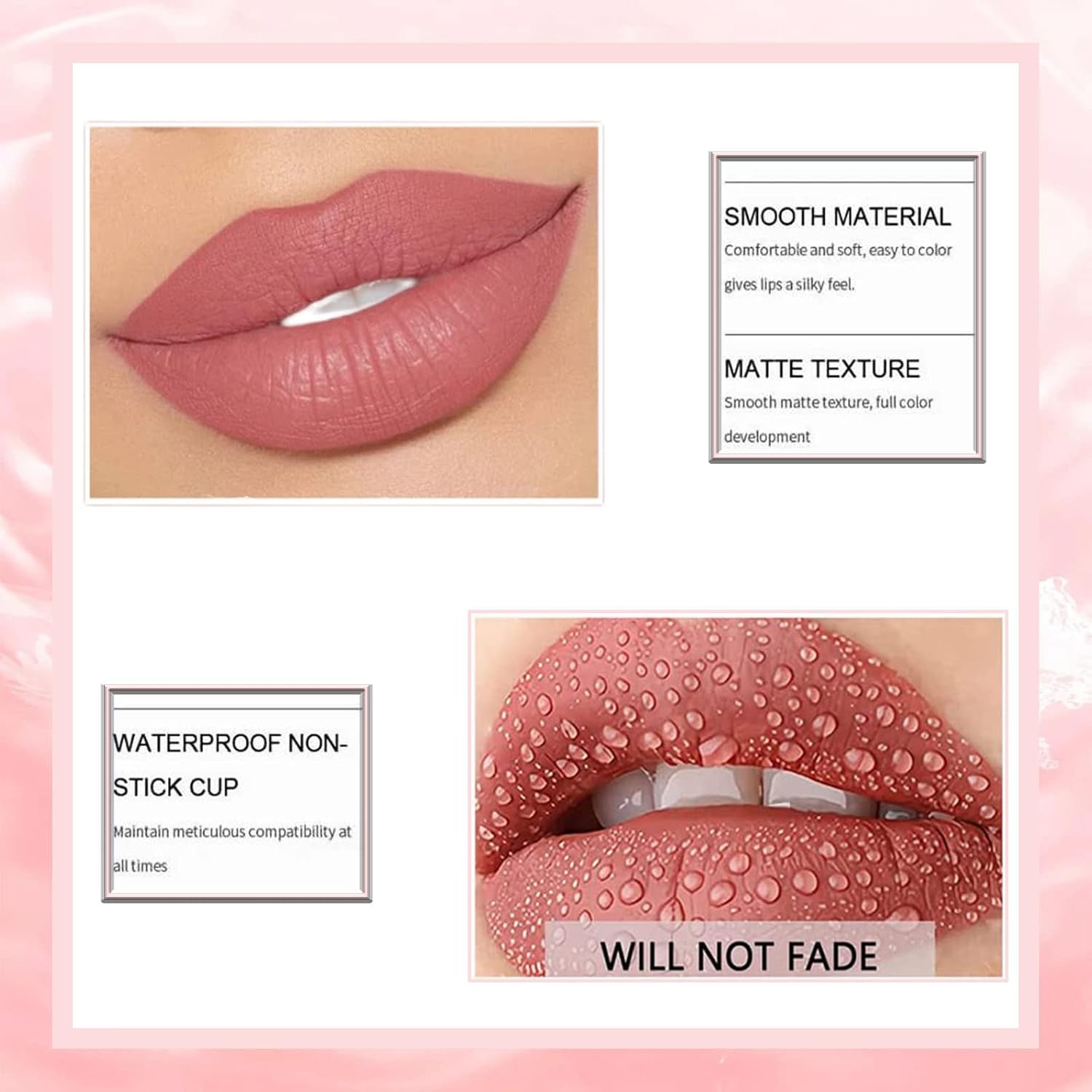 3 Colors Matte Lipstick Nude Lipstick Liquid Lipstick Set Velvet Lip Stick Lip Stain Long Lasting Waterproof Non-stick Cup Nude Lip Gloss Makeup Gift Kit for Women Girls - View 6 of 6