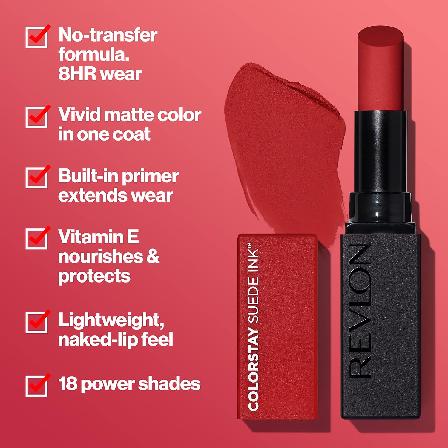 REVLON (002 No Rules) - Lipstick by Revlon, ColorStay Suede Ink, Built-in Primer, Infused with Vitamin E, Waterproof, Smudgeproof, Matte Colour, 002 No Rules (Pack of 1) - View 7 of 7