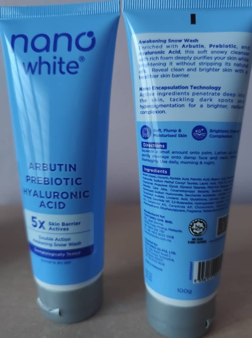 Nano White Double Action Awakening Snow Wash, Brightening Facial Cleanser with Dual Action Formula, Removes Dirt and Excess Oil, Refreshes Skin, Daily Face Care, 100ml Tube - View 3 of 3