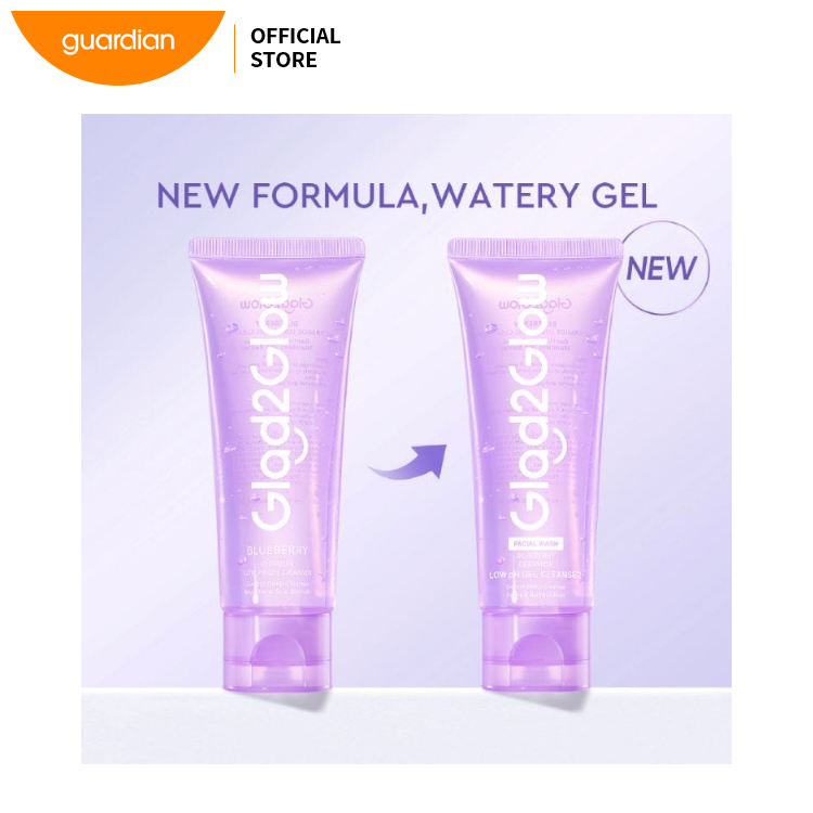 Glad2Glow Ceramide Low pH Blueberry Gel Cleanser, Gentle Hydrating Facial Wash with Ceramide Formula, Maintains Skin Barrier, Removes Dirt and Oil, Refreshing Daily Skincare, 70ml - View 4 of 4
