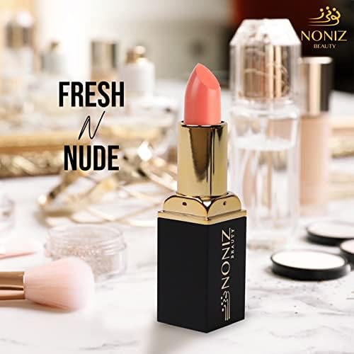 Solid Lipstick Matte Finish - Ultra Creamy Texture 9 Solid Colors Lipstick - Non-Cakey Velvety Lip Makeup (Fresh N Nude) - View 3 of 4