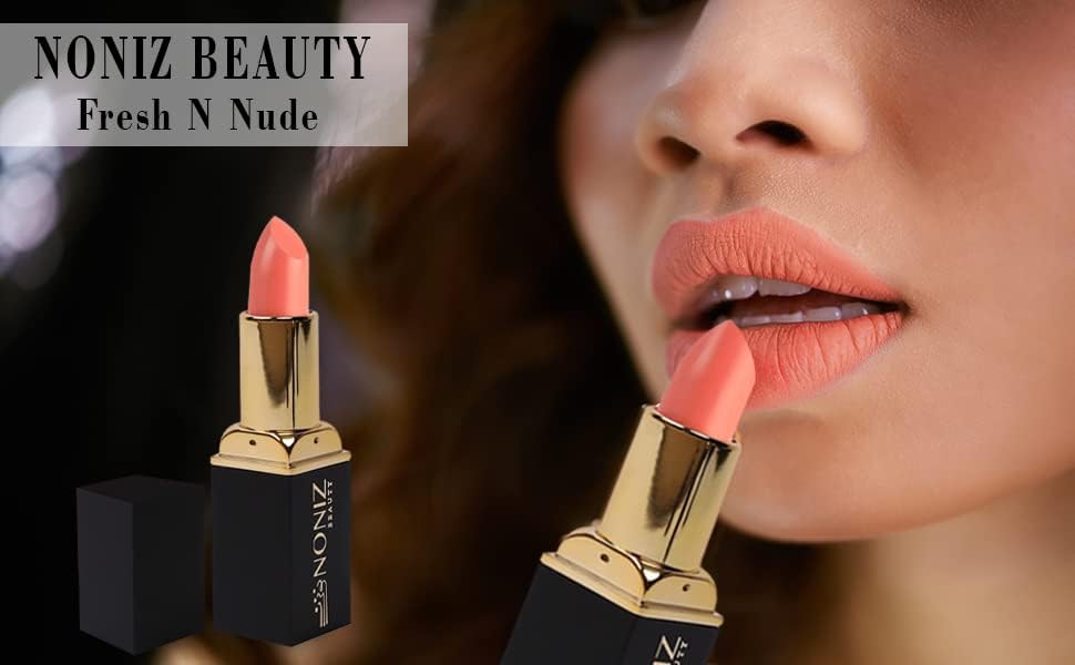 Solid Lipstick Matte Finish - Ultra Creamy Texture 9 Solid Colors Lipstick - Non-Cakey Velvety Lip Makeup (Fresh N Nude) - View 4 of 4
