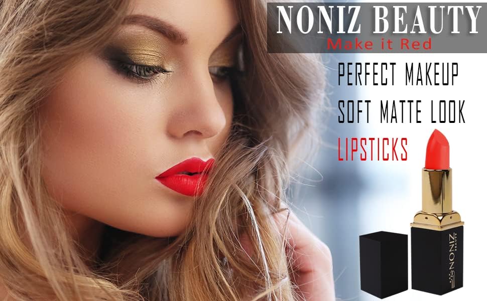 Solid Lipstick Matte Finish - Ultra Creamy Texture 9 Solid Colors Lipstick - Non-Cakey Velvety Lip Makeup (Make it Red) - View 4 of 4