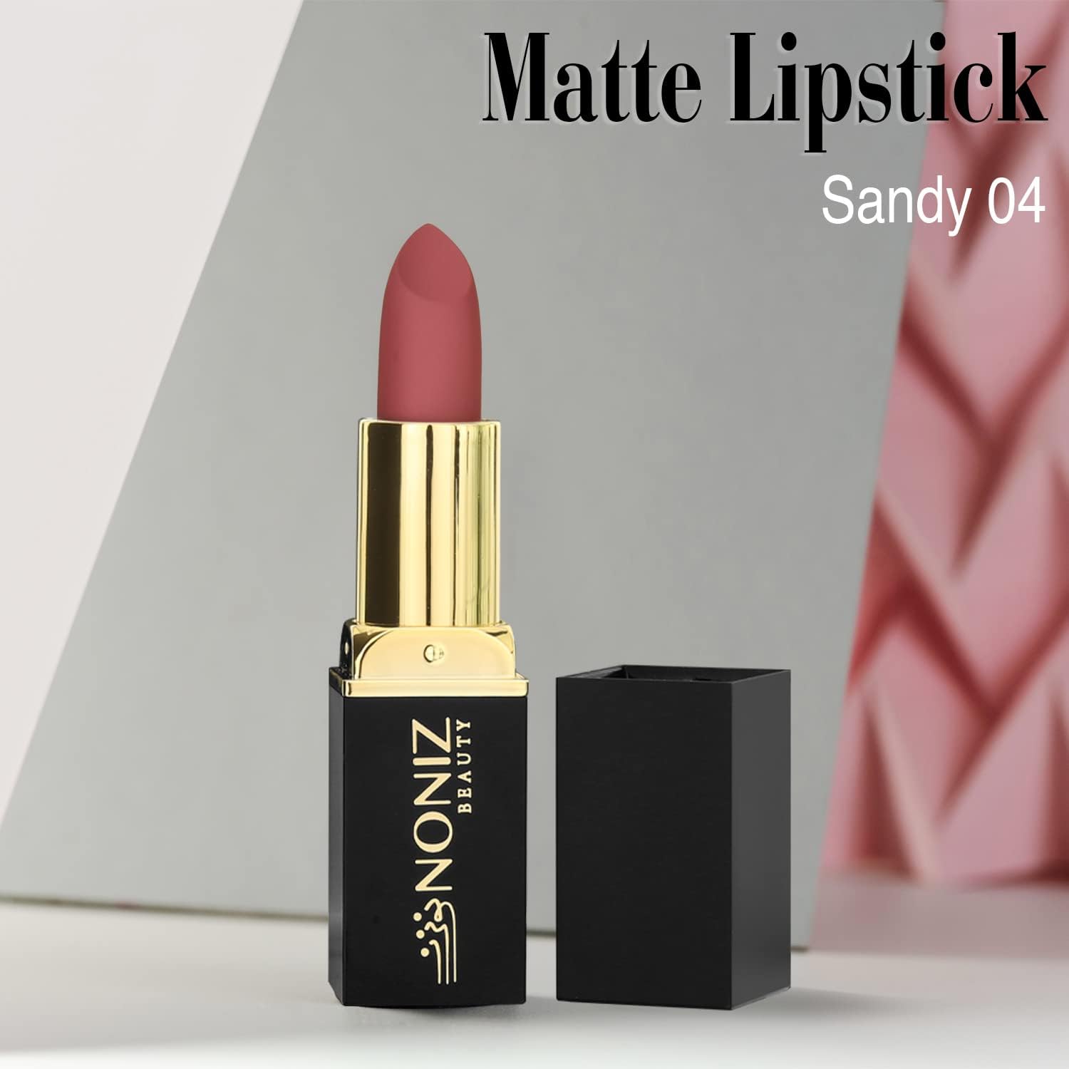 Solid Lipstick Matte Finish - Ultra Creamy Texture 9 Solid Colors Lipstick - Non-Cakey Velvety Lip Makeup (Sandy 04) - View 4 of 5