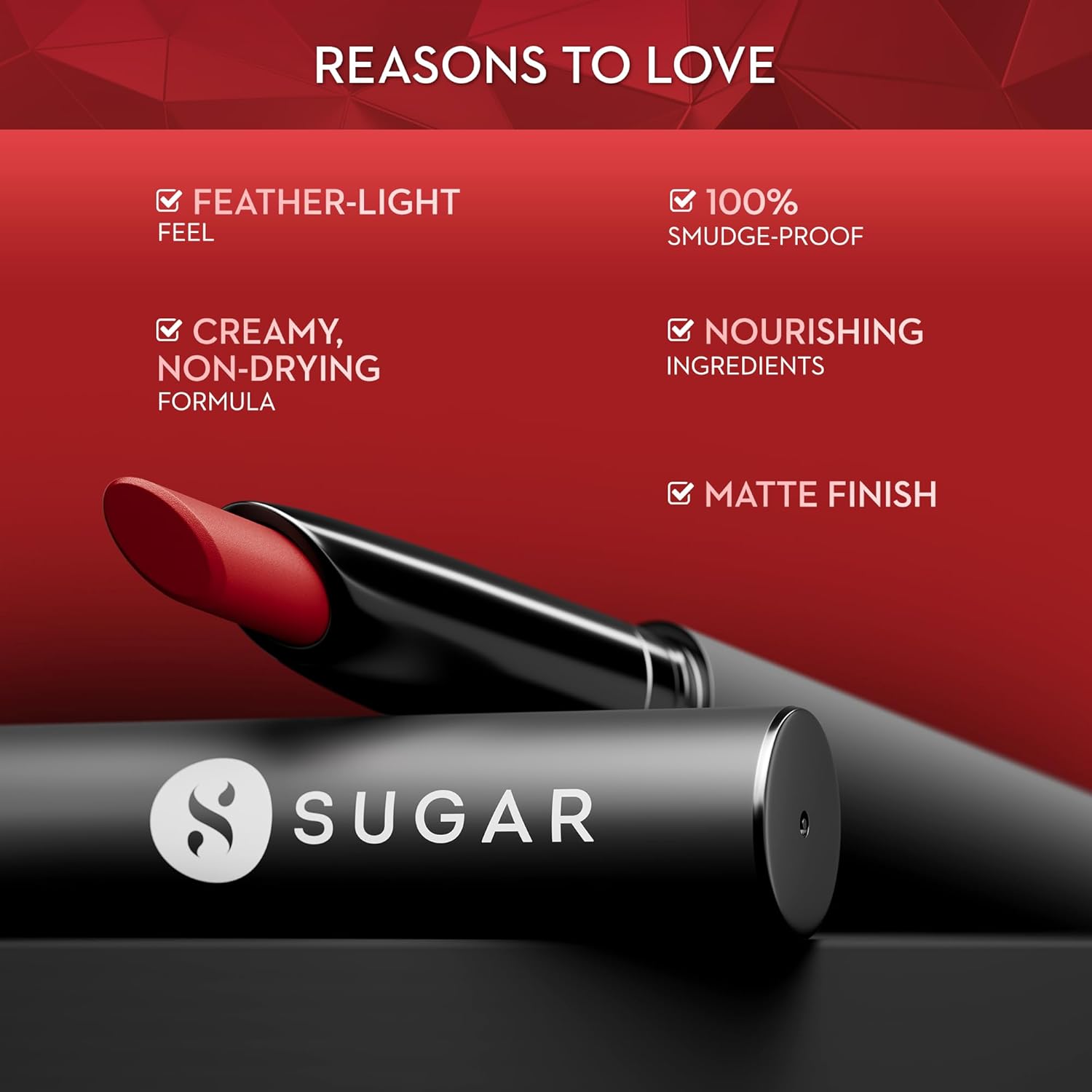 SUGAR Cosmetics Matte Attack Transferproof Lipstick - 06 Spring Crimson (Crimson Red), Red, 2 g Moisturiser, Long Lasting, Matte Finish - View 8 of 8