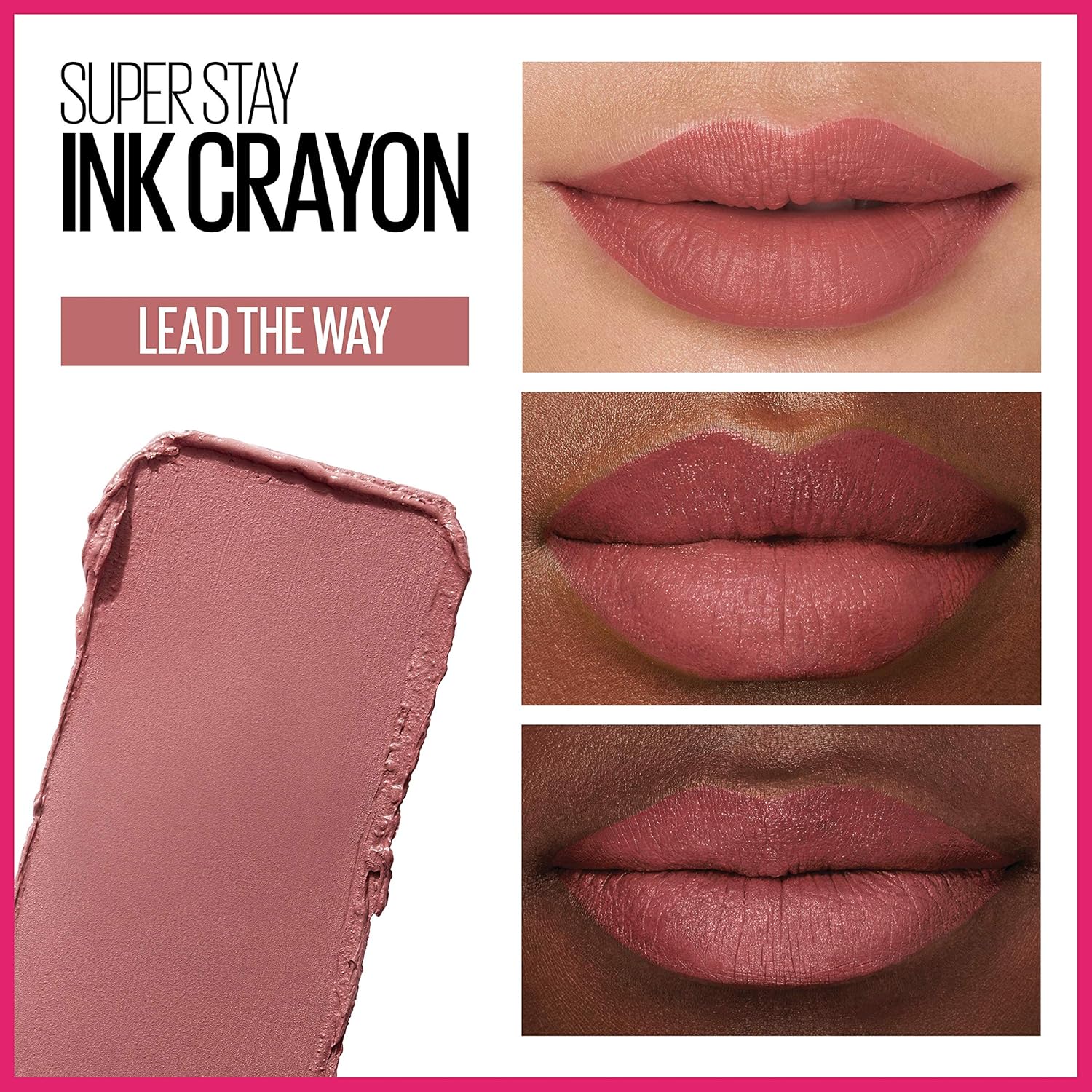 Maybelline Super Stay Ink Crayon Lipstick Makeup, Precision Tip Matte Lip Crayon with Built-in Sharpener, Longwear Up To 8Hrs, Lead The Way, Pink Beige, 1 Count - View 7 of 9
