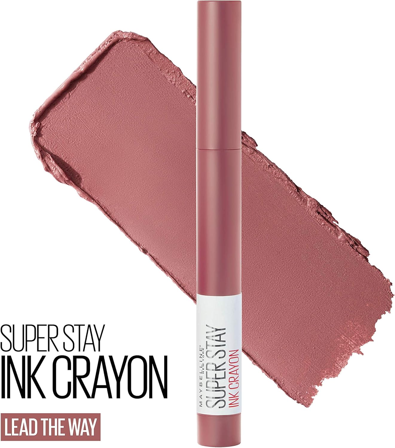Maybelline Super Stay Ink Crayon Lipstick Makeup, Precision Tip Matte Lip Crayon with Built-in Sharpener, Longwear Up To 8Hrs, Lead The Way, Pink Beige, 1 Count - View 8 of 9