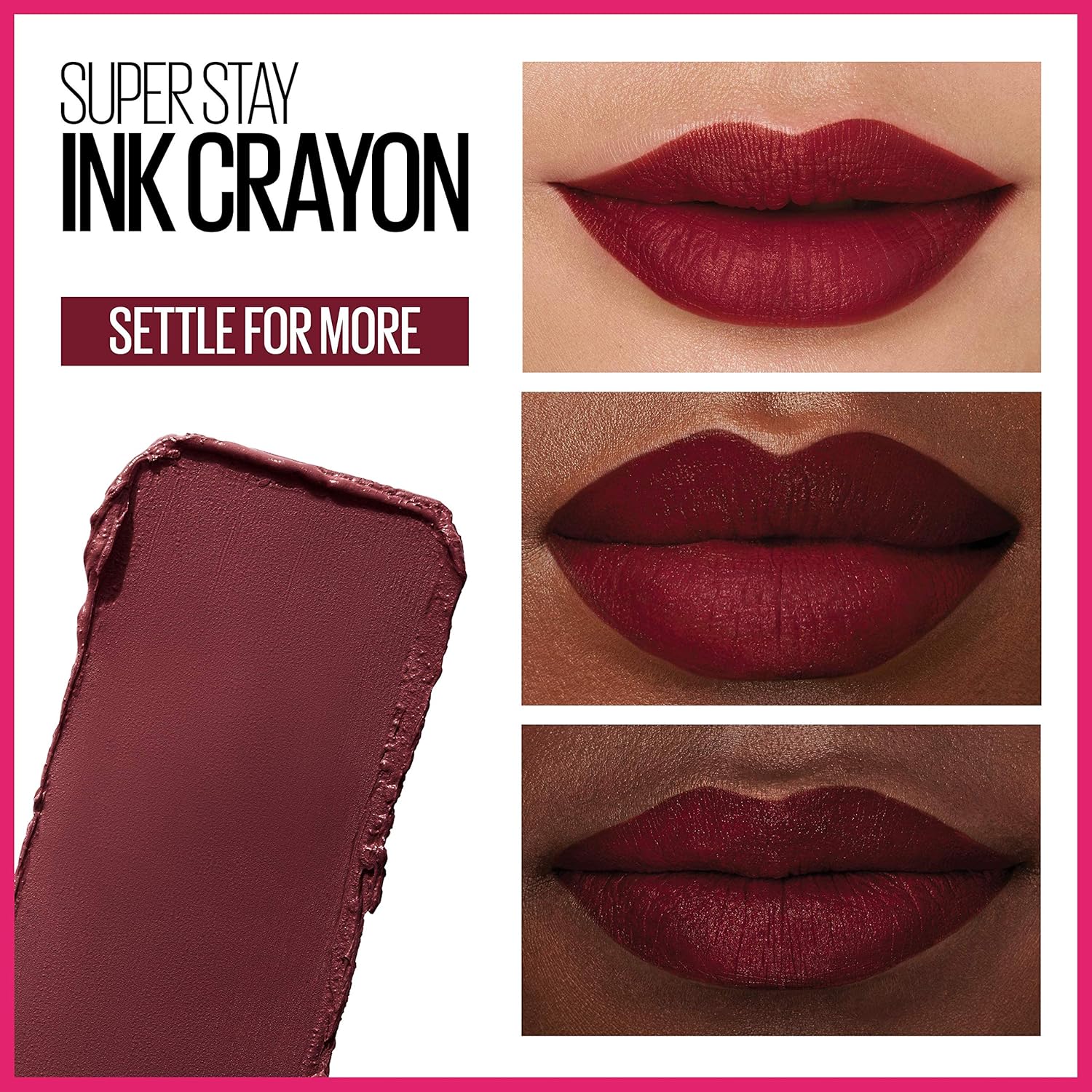 Maybelline Super Stay Ink Crayon Lipstick Makeup, Precision Tip Matte Lip Crayon with Built-in Sharpener, Longwear Up To 8Hrs, Settle For More, Berry Wine Purple, 1 Count - View 7 of 9