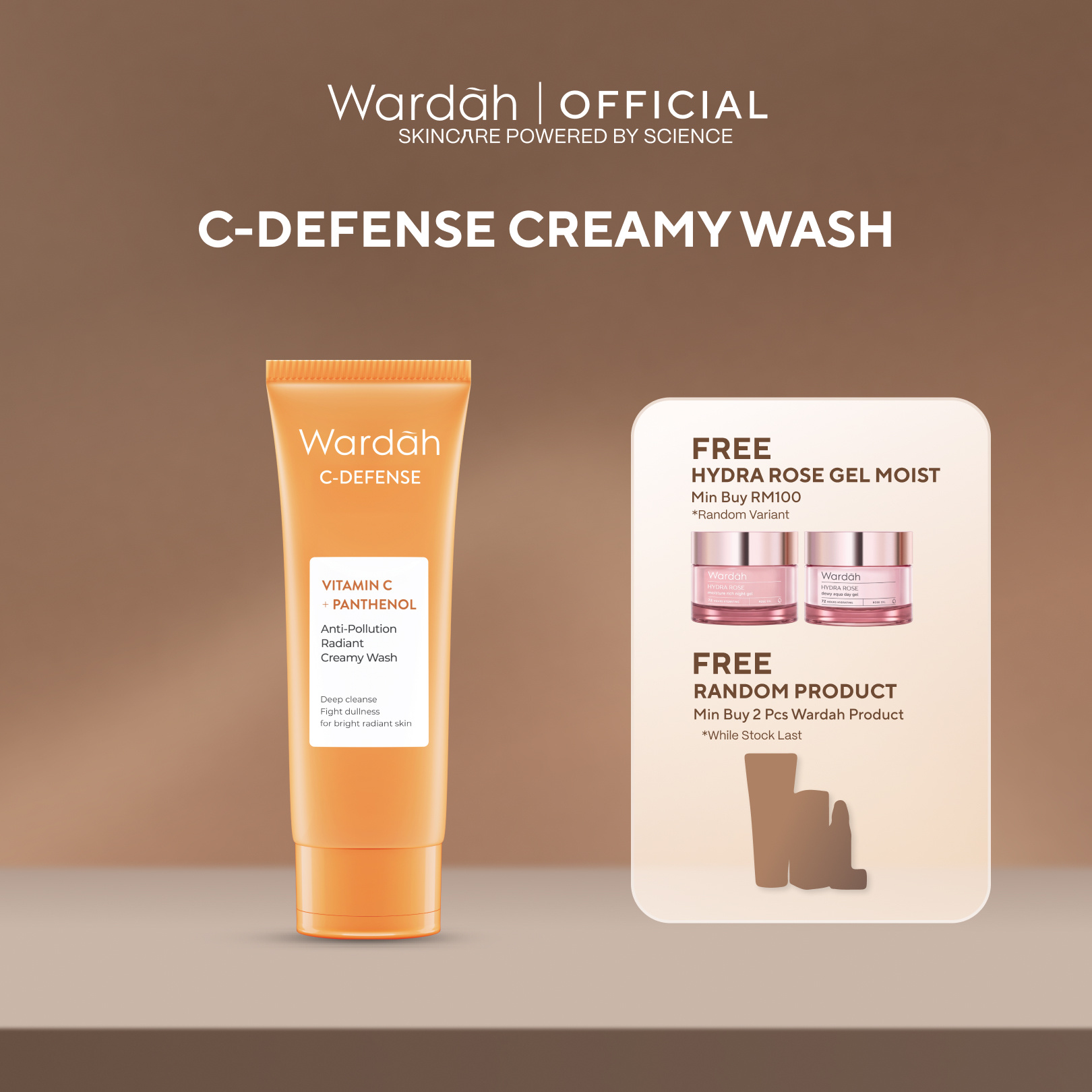 Wardah C-defense Vitamin C + Panthenol Anti-Polution Radiant Creamy Wash 100 mL- Deep cleanse(FROM MALAYSIA) - View 2 of 3