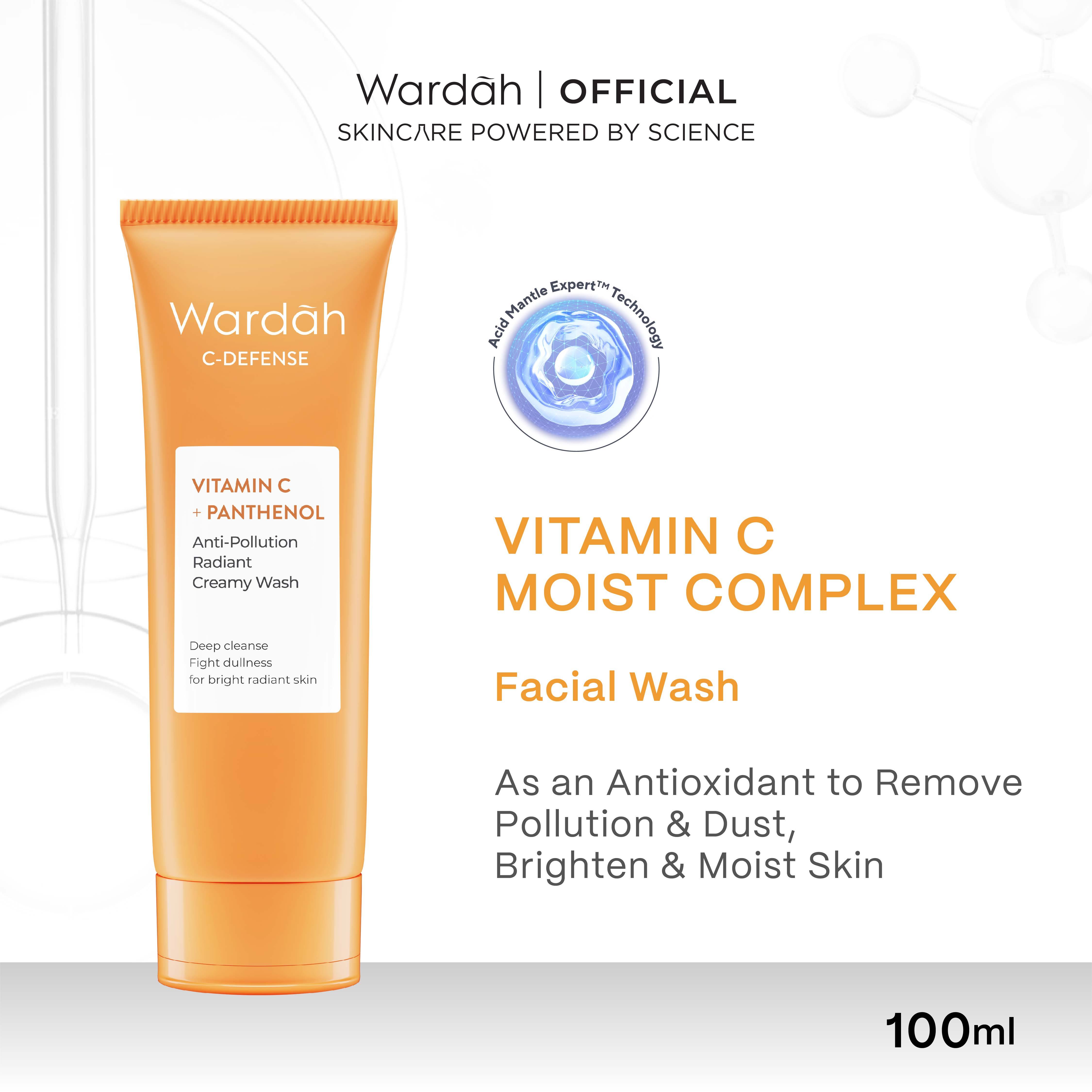 Wardah C-defense Vitamin C + Panthenol Anti-Polution Radiant Creamy Wash 100 mL- Deep cleanse(FROM MALAYSIA) - View 3 of 3