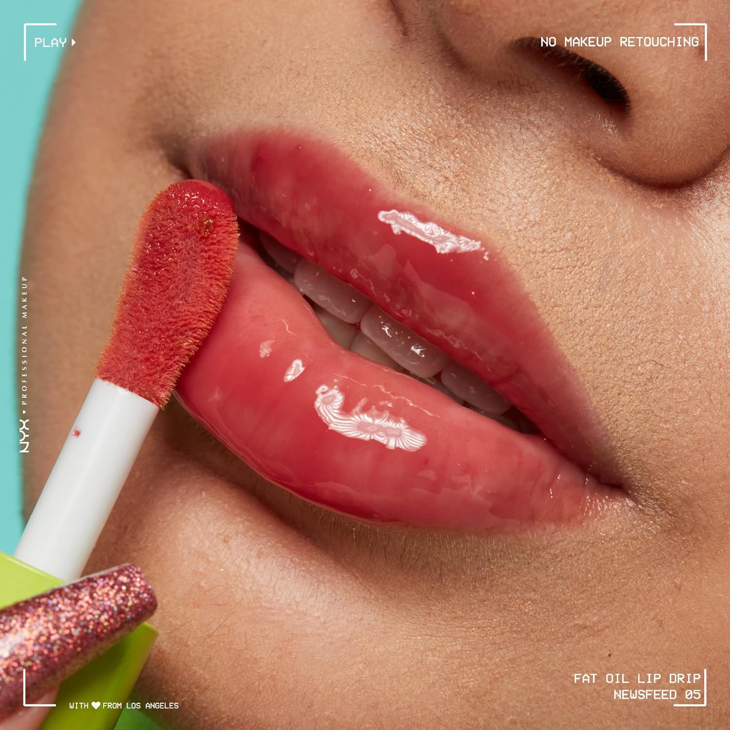 NYX PROFESSIONAL MAKEUP Fat Oil Lip Drip, Moisturizing, Shiny, Vegan Tinted Lip Gloss, Non-Sticky Finish, 12H Hydration, Squalane, Raspberry and Cloudberry Oils - Newsfeed (Rose Nude) - View 5 of 6