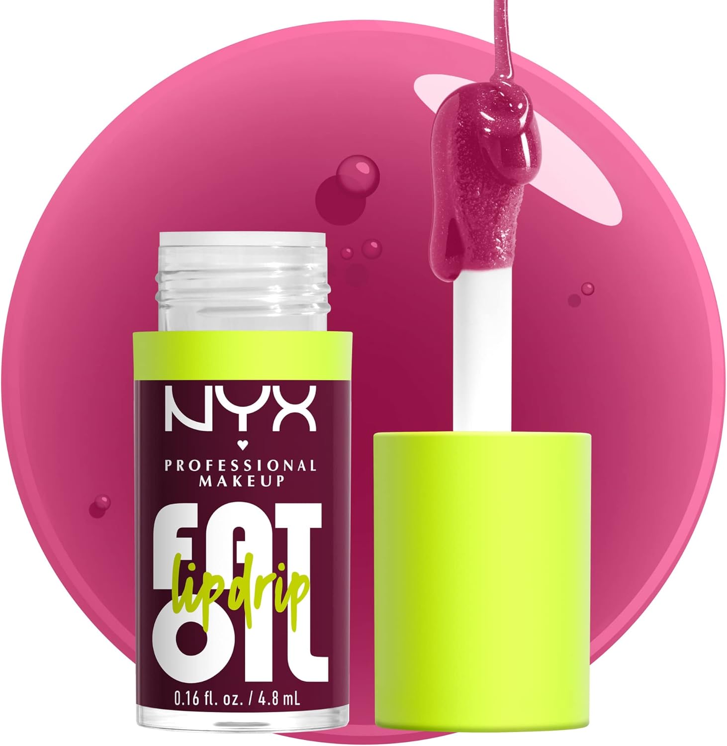 NYX PROFESSIONAL MAKEUP Fat Oil Lip Drip, Moisturizing, Shiny, Vegan Tinted Lip Gloss, Non-Sticky Finish, 12H Hydration, Squalane, Raspberry and Cloudberry Oils - That's Chic (Deep Berry) - View 2 of 6