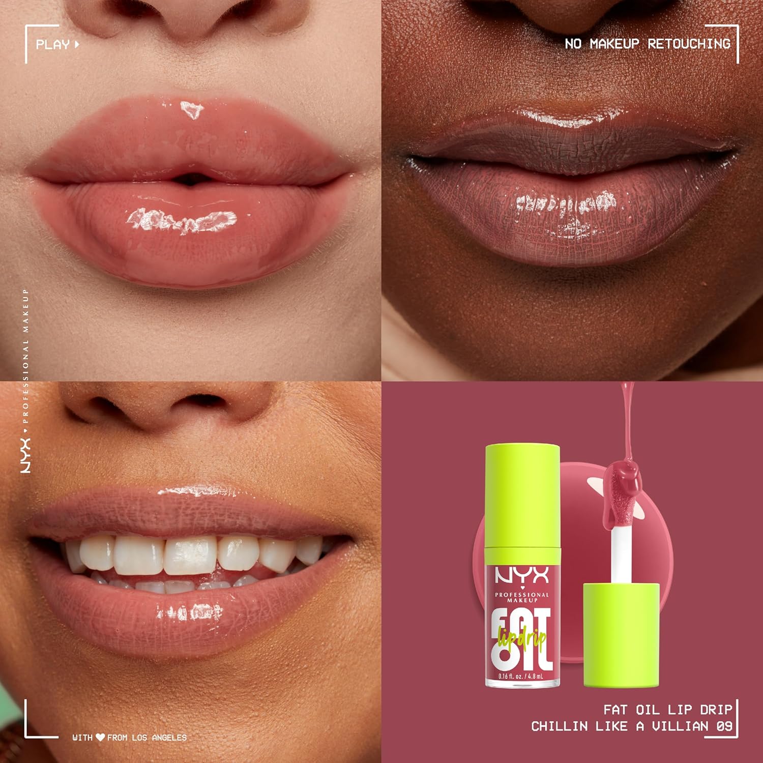 NYX PROFESSIONAL MAKEUP Fat Oil Lip Drip, Moisturizing, Shiny, Vegan Tinted Lip Gloss, Non-Sticky Finish, 12H Hydration, Squalane, Raspberry and Cloudberry Oils - CHILLIN LIKE A VILLAIN - View 5 of 6