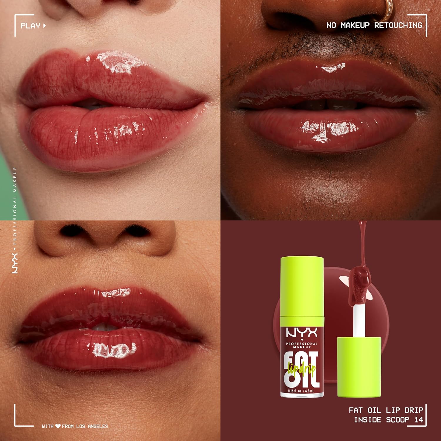 NYX PROFESSIONAL MAKEUP Fat Oil Lip Drip, Moisturizing, Shiny, Vegan Tinted Lip Gloss, Non-Sticky Finish, 12H Hydration, Squalane, Raspberry and Cloudberry Oils - INSIDE SCOOP - View 5 of 6