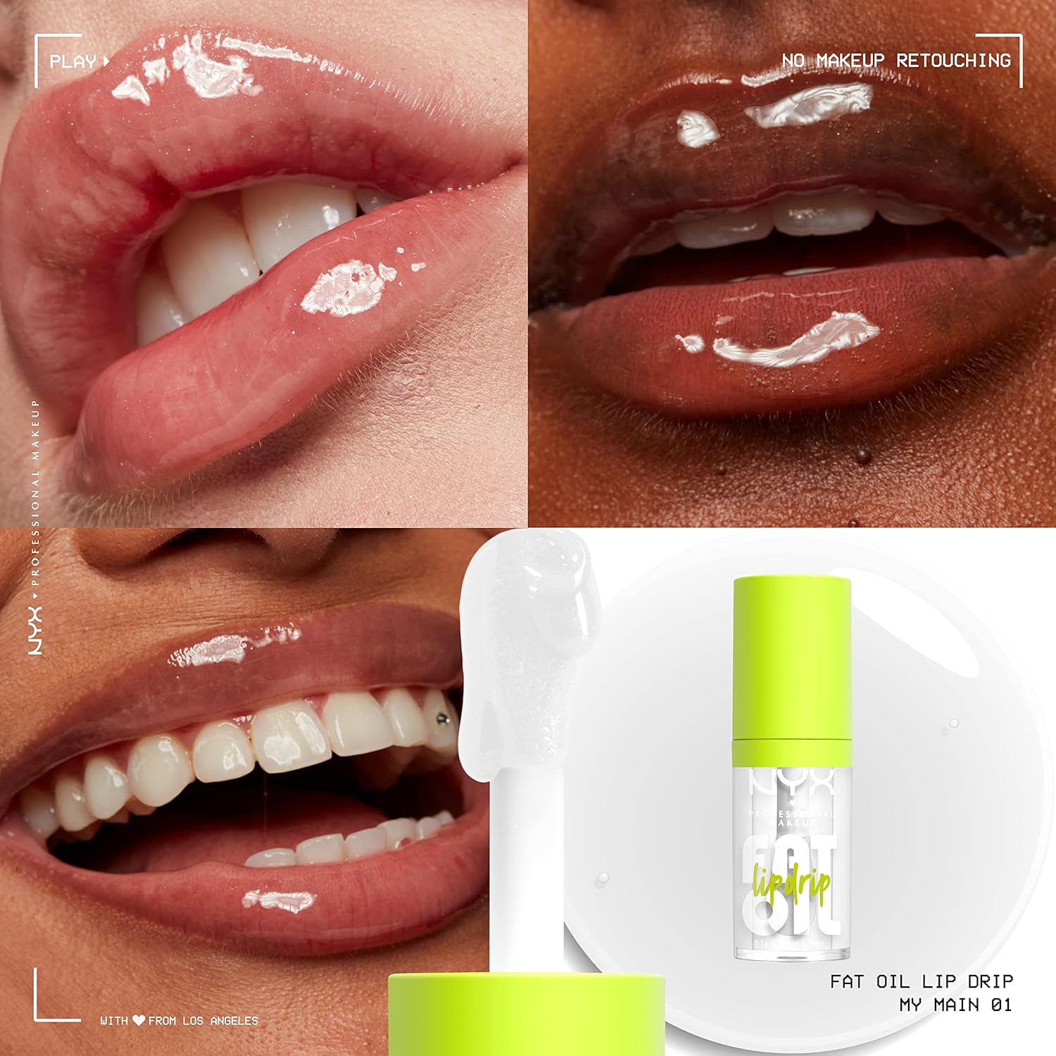 NYX PROFESSIONAL MAKEUP Fat Oil Lip Drip, Moisturizing, Shiny, Vegan Tinted Lip Gloss, Non-Sticky Finish, 12H Hydration, Squalane, Raspberry and Cloudberry Oils - DRIP MY MAIN - View 6 of 7