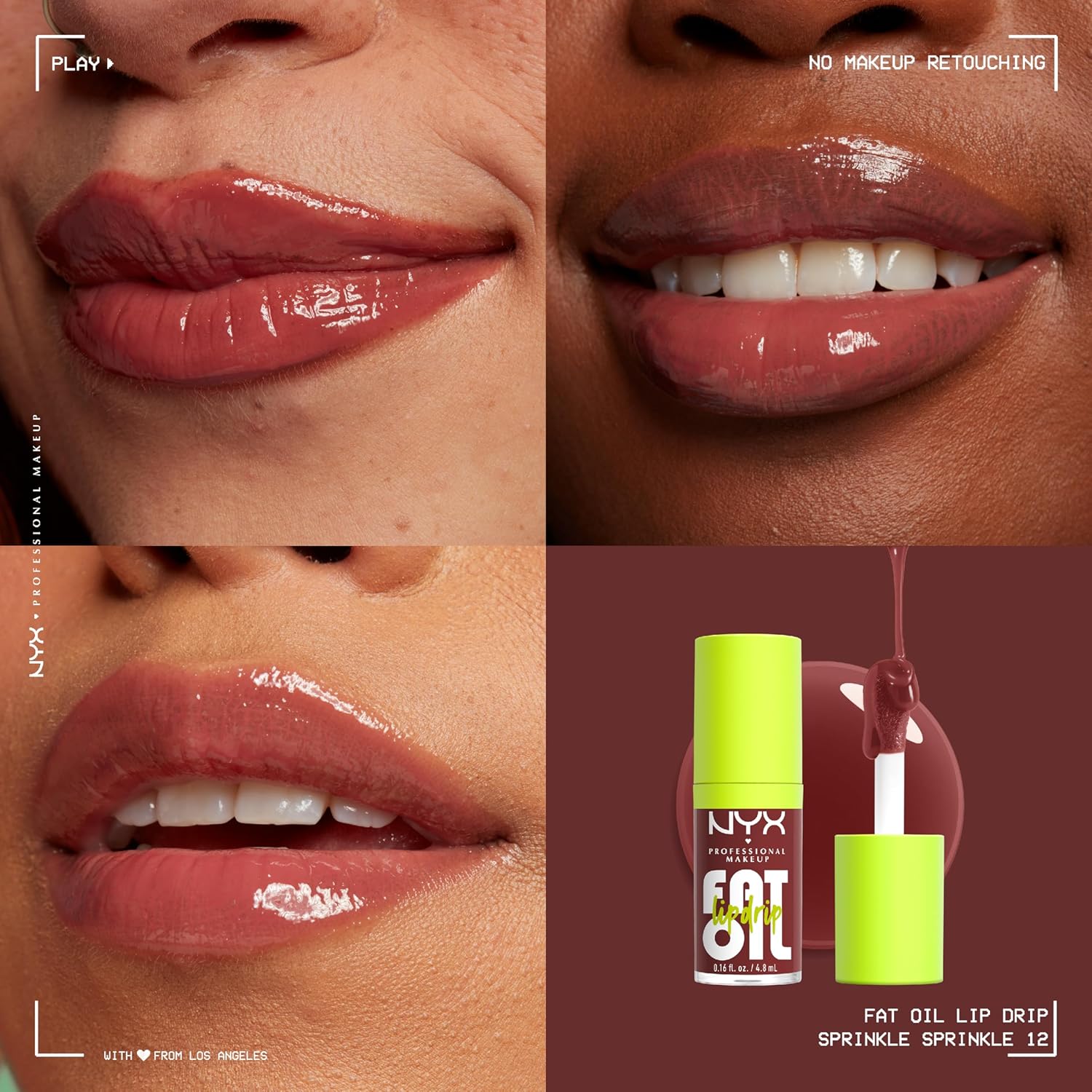 NYX PROFESSIONAL MAKEUP Fat Oil Lip Drip, Moisturizing, Shiny, Vegan Tinted Lip Gloss, Non-Sticky Finish, 12H Hydration, Squalane, Raspberry and Cloudberry Oils - SPRINKLE SPRINKLE - View 5 of 6