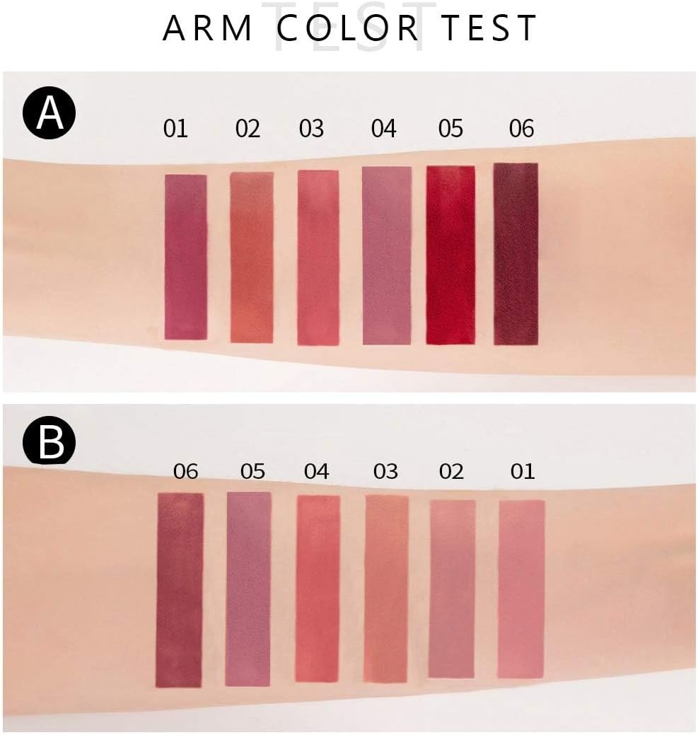 6 Pcs Matte Liquid Lipstick Set, Non-Stick Cup Not Fade Matte Lipstick, Highly Pigment Velvety Nude Liquid Lipstick, Long Lasting Waterproof Liquid Lipstick - View 3 of 6