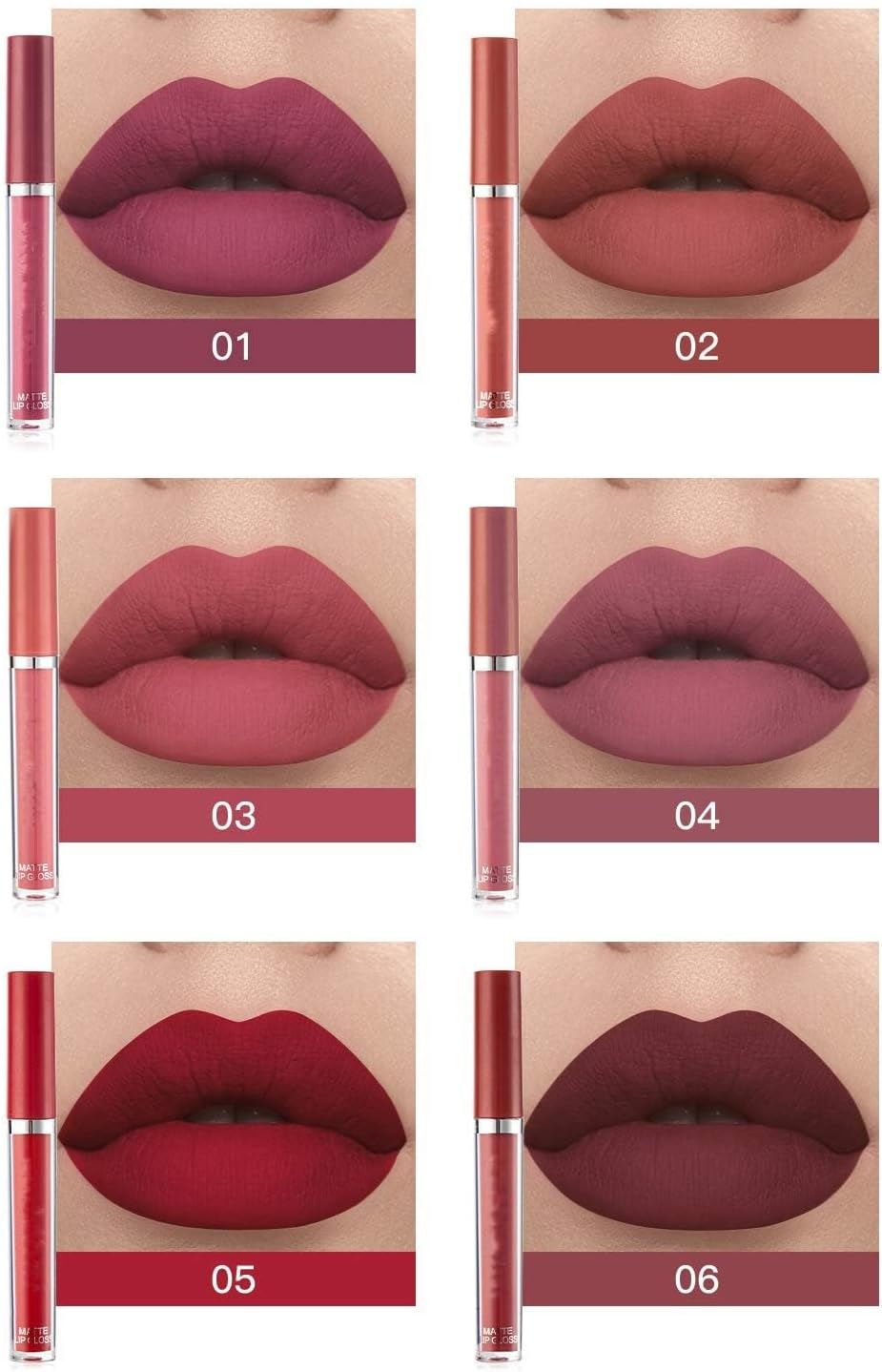 6 Pcs Matte Liquid Lipstick Set, Non-Stick Cup Not Fade Matte Lipstick, Highly Pigment Velvety Nude Liquid Lipstick, Long Lasting Waterproof Liquid Lipstick - View 6 of 6