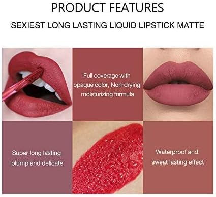 Matte Liquid Lipstick Set, Non-Stick Cup Not Fade Matte Lipstick, Highly Pigment Velvety Nude Liquid Lipstick, Long Lasting Waterproof Liquid Lipstick - View 3 of 6