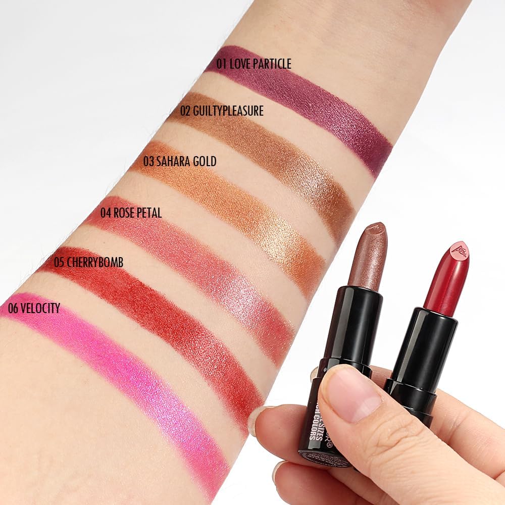 Anglicolor 6PC Mini Glitter Lipstick Set,High Pigmented,Lightweight Smooth Moisturizing Formula,Glossy Shine,Travel Size,Metallic Shimmer Lipstick Gift Sets For Women Girls Makeup kit (A6PC) - View 2 of 8