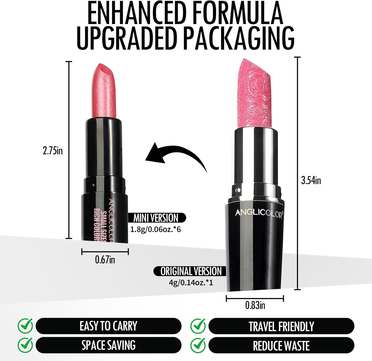 Anglicolor 6PC Mini Glitter Lipstick Set,High Pigmented,Lightweight Smooth Moisturizing Formula,Glossy Shine,Travel Size,Metallic Shimmer Lipstick Gift Sets For Women Girls Makeup kit (A6PC) - View 6 of 8