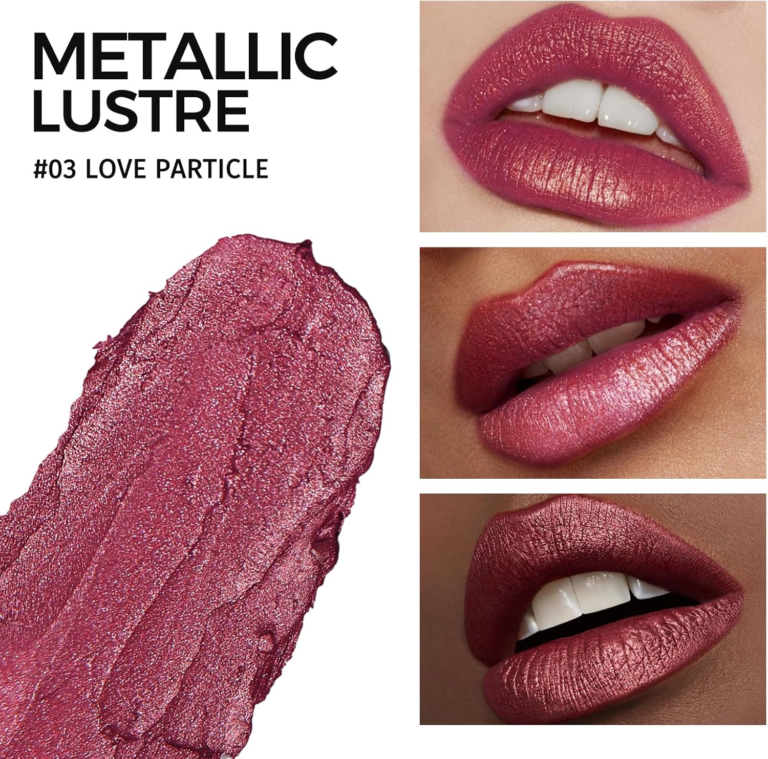 Anglicolor Glitter Metallic Lipstick,High Impact Lipcolor,Lightweight Hydrating Formula Smooth and Non-Sticky,Lipstick For Women,Full-Coverage Lip Makeup (#03 LOVE PARTICLE) - View 6 of 6