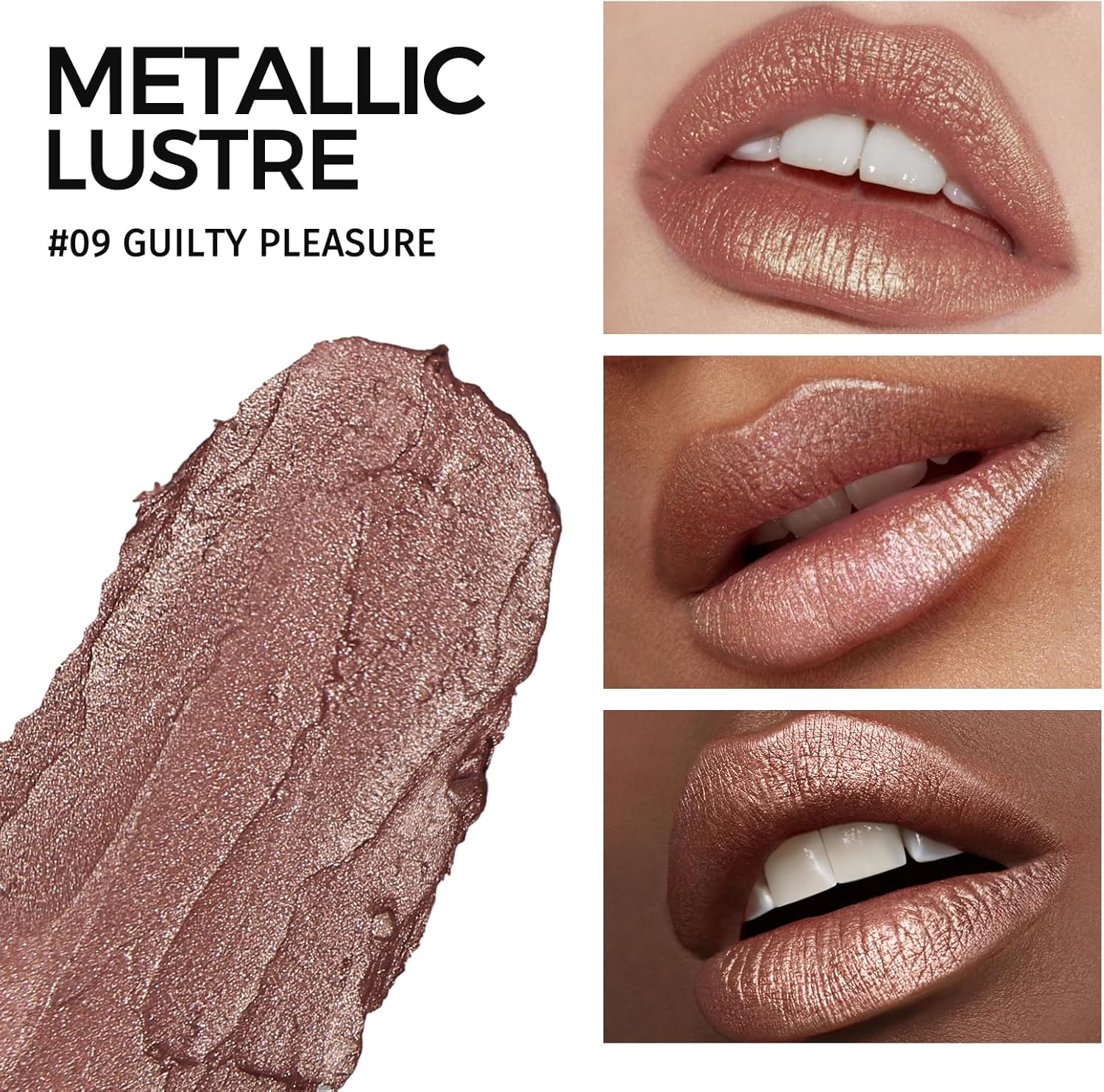 Anglicolor Glitter Metallic Brown Lipstick,High Impact, Lightweight Hydrating Formula, Non-Sticking & Smooth,Full Coverage for OOTD & Special Occasions (09 GUILTY PLEASURE) - View 6 of 6