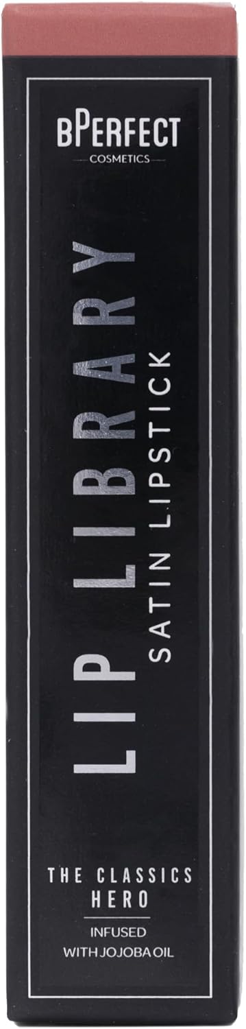 BPerfect Lip Library Lipstick – Long Lasting Satin Lipstick Infused with Jojoba Oil, Shade Hero (Rose Pink Nude) - View 2 of 2