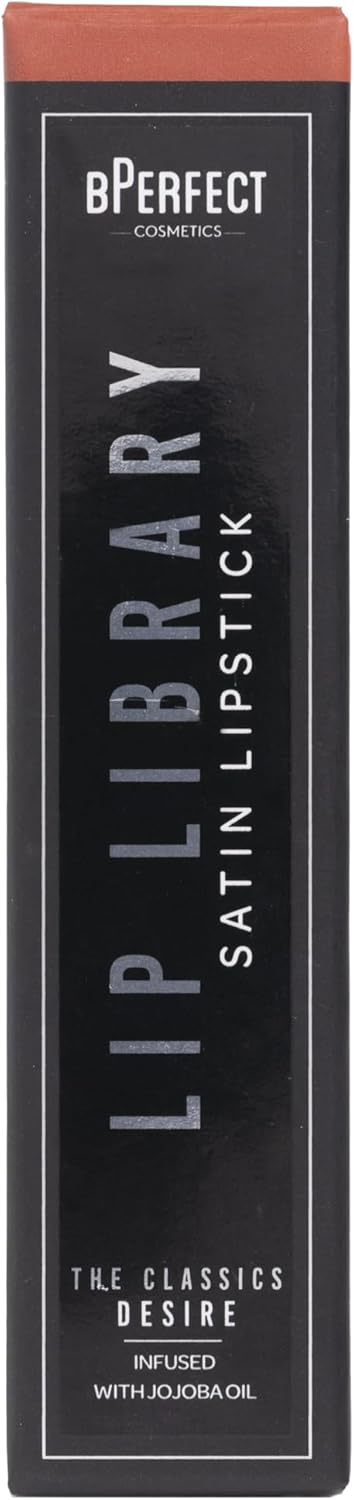 BPerfect Lip Library Lipstick – Long Lasting Satin Lipstick Infused with Jojoba Oil, Shade Desire (Warm Cinnamon Nude) - View 2 of 2